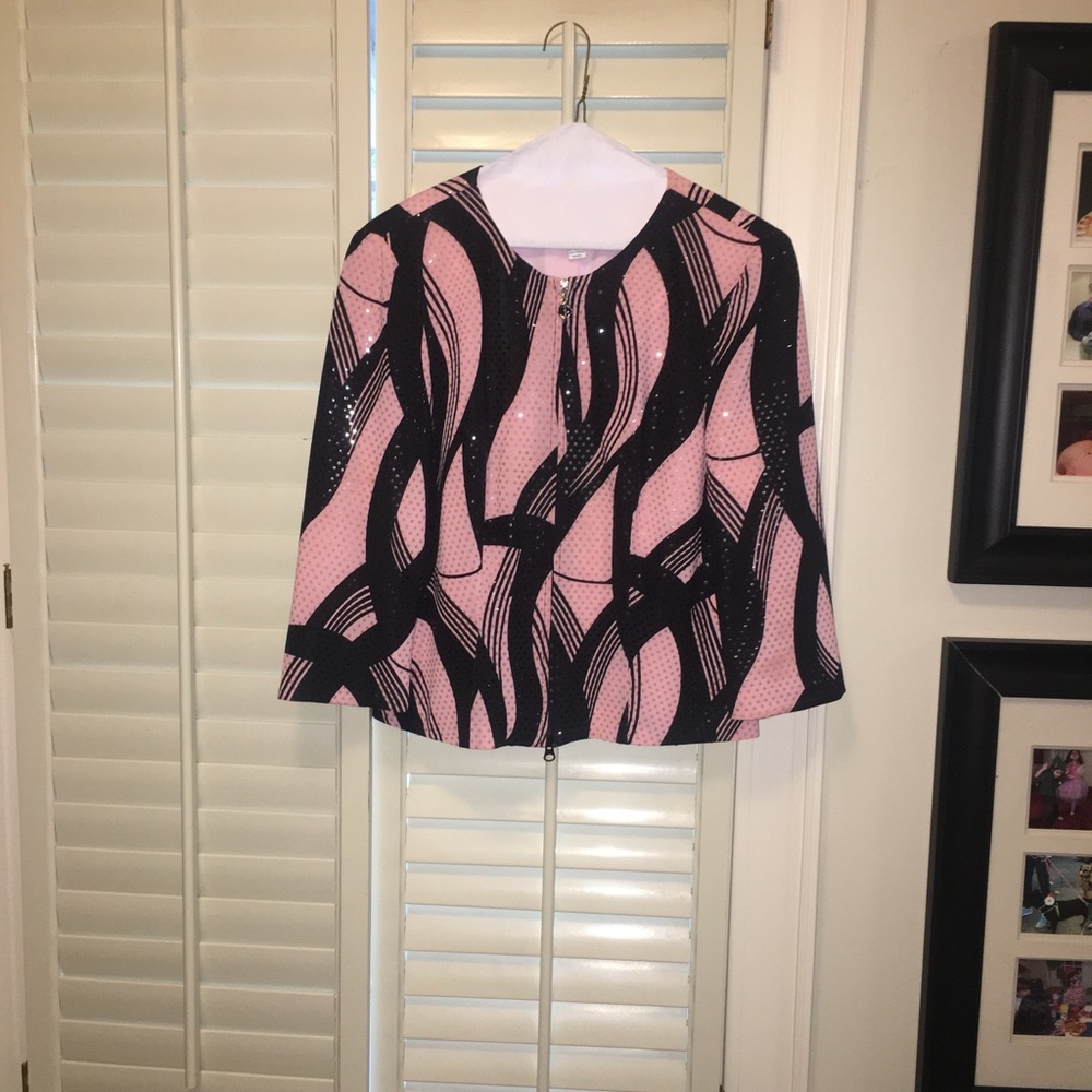 Joseph Ribkoff pink and black sequined jacket